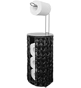 Coeusy Black Toilet Paper Holder Basket with Storage,Wicker Toilet Paper Storage Stand,Extra Larg...