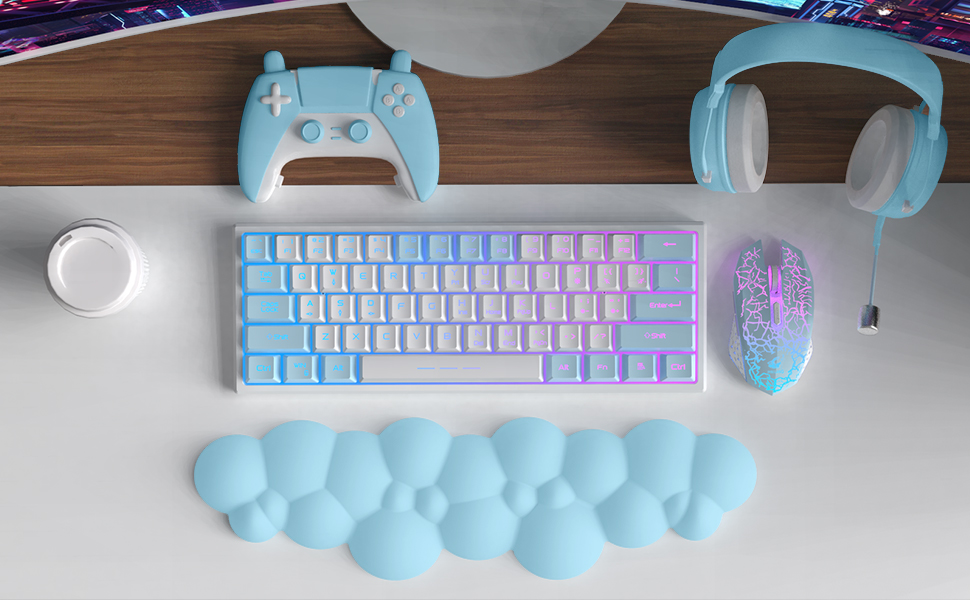 Attack Shark Blue Cloud Soft Comfortable Keyboard Wrist Rest,AntiSkid Ergonomic Wrist Support