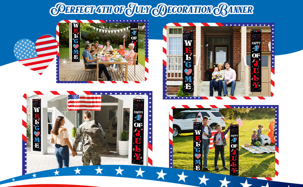 Blulu 2 Pcs 4th/ Fourth of July Banners Decorations for