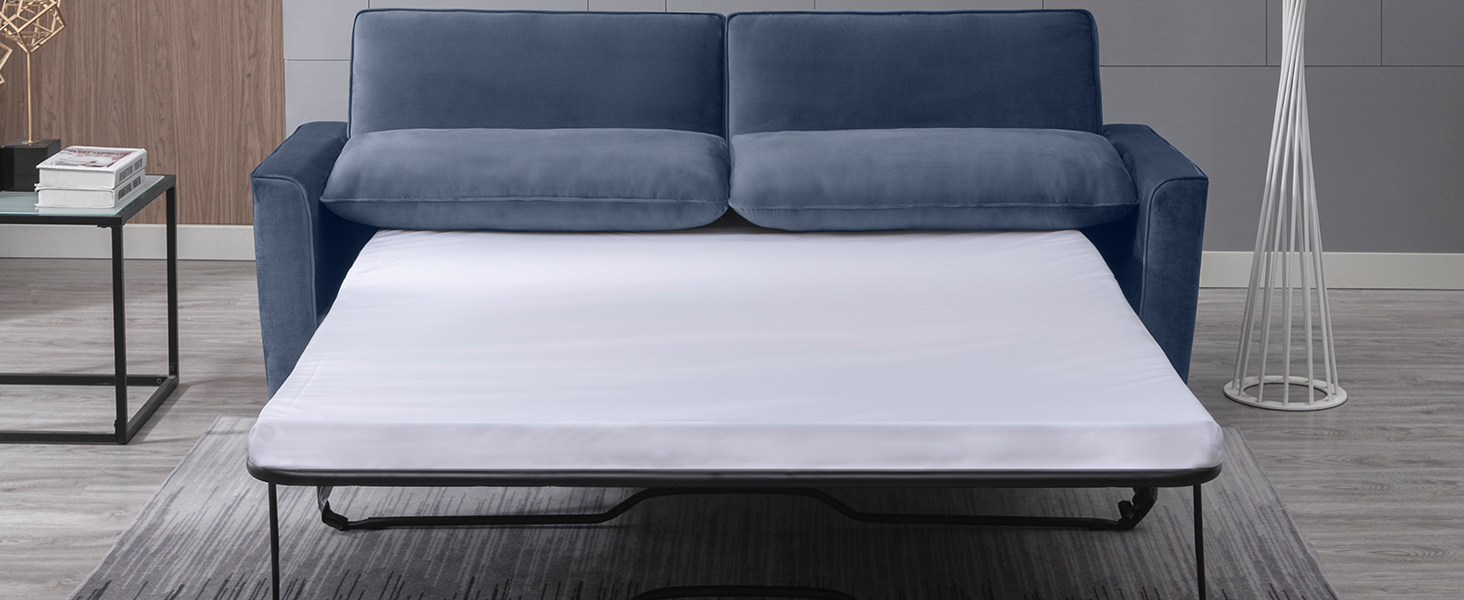 Mjkone 2in1 Pull Out Sofa Bed, Full Size Velvet Sleeper