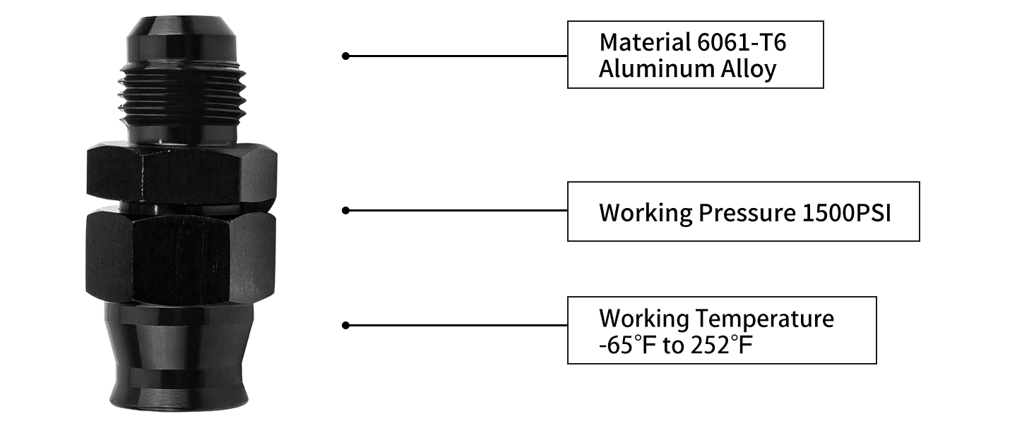 Dexepe 6AN Male to 3/8" Hardline Compression Fitting Fuel