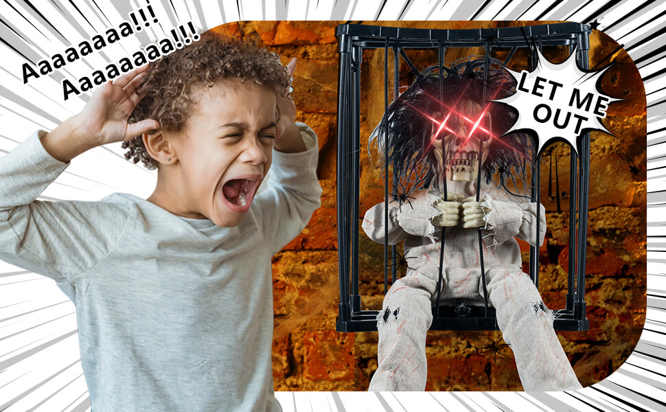 Skeleton Animated Halloween Decorations, Screaming