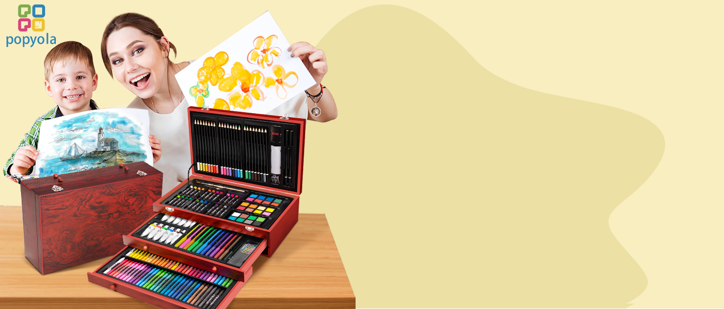 Art Set, 269 Piece Deluxe Wooden Art Supplies Crafts Drawing Painting