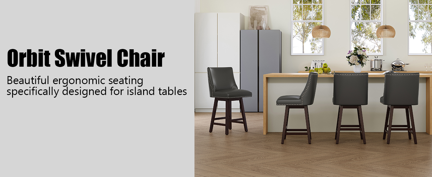 Lasigeli 26 Inch Bar Stools Set of 2, Counter Height Swivel