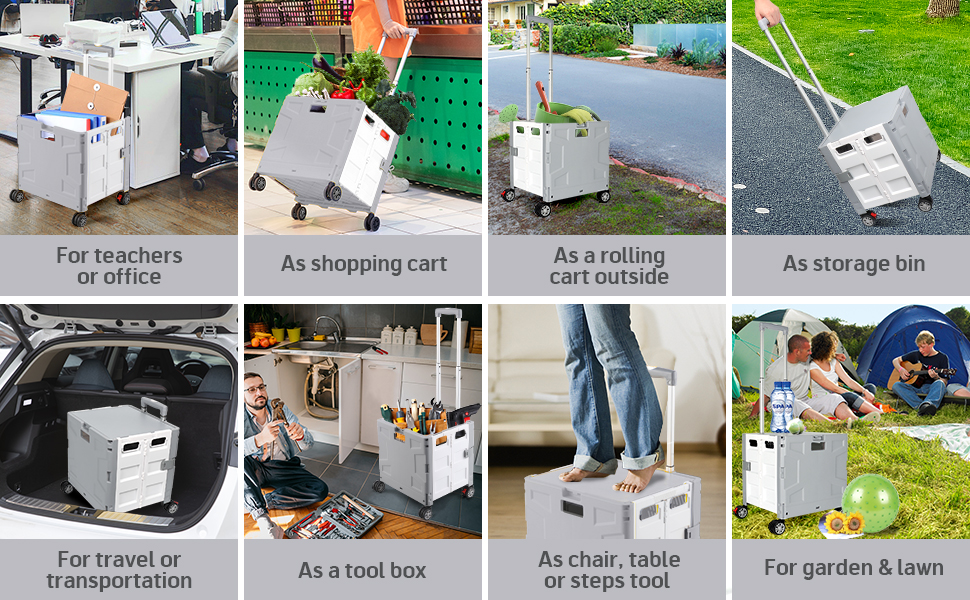 folding utility cart for moving shopping camping teacher use