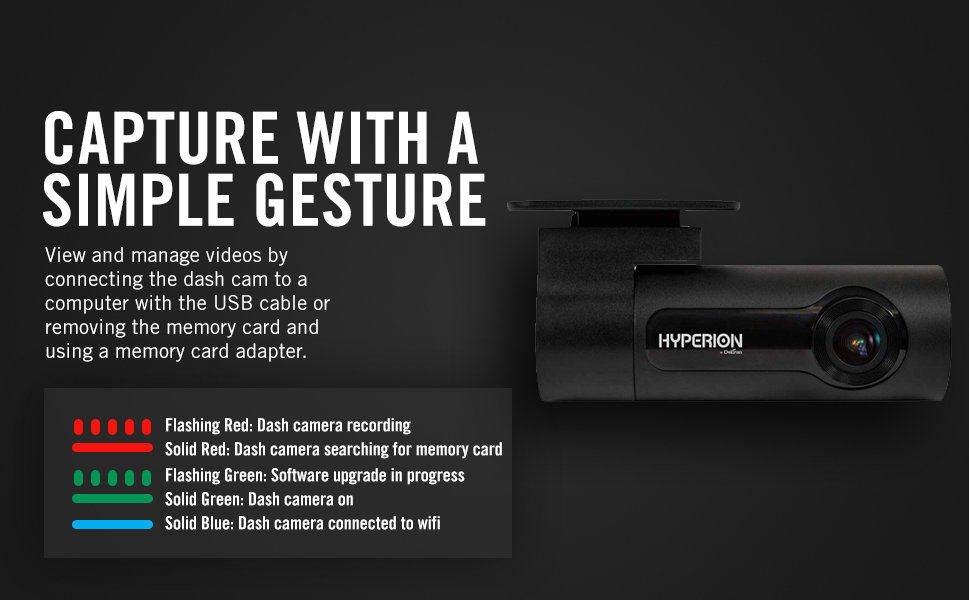 Hyperion 1080p WiFi Dash Cam with Crash Detection and