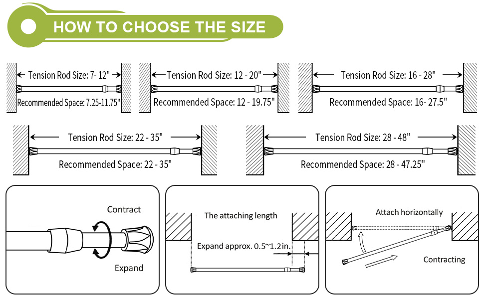 KXLIFE Small Spring Tension Curtain Rod for Window Cupboard Closet