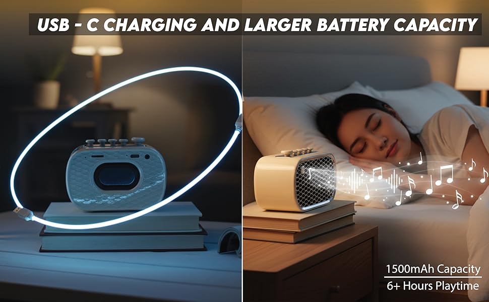 Dual Function Alarm Clock and Sound Machine with White Noise Sleep Timer for Bedrooms