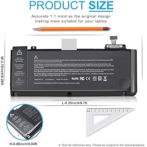 A1322 A1278 Battery Perfectly Fits your MacBook Pro 13 inch(Higher capacity than orignal battery)