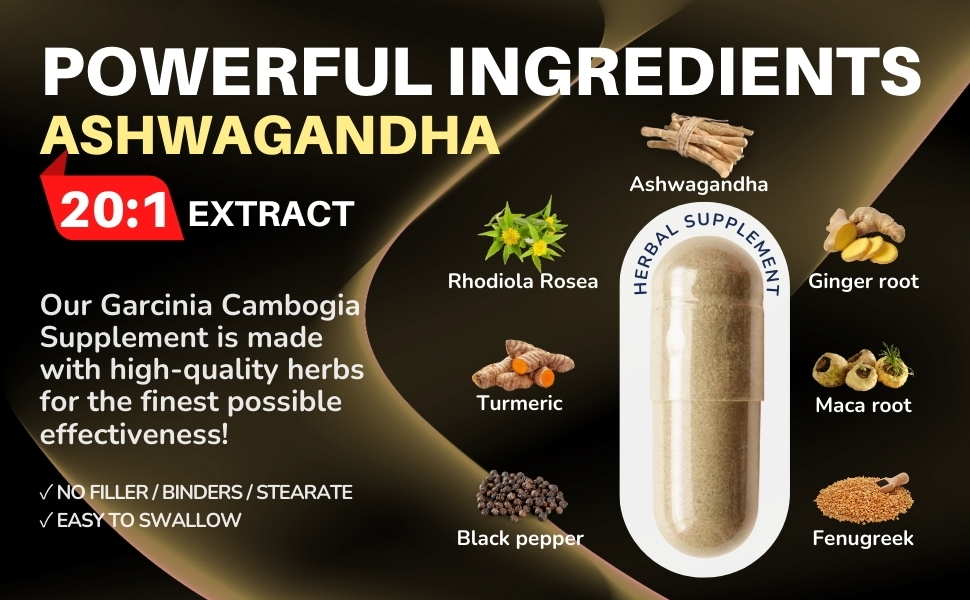 Ashwagandha Root Fenugreek  Maca Root Turmeric Root Rhodiola Rosea Root Ginger Root Black Pepper