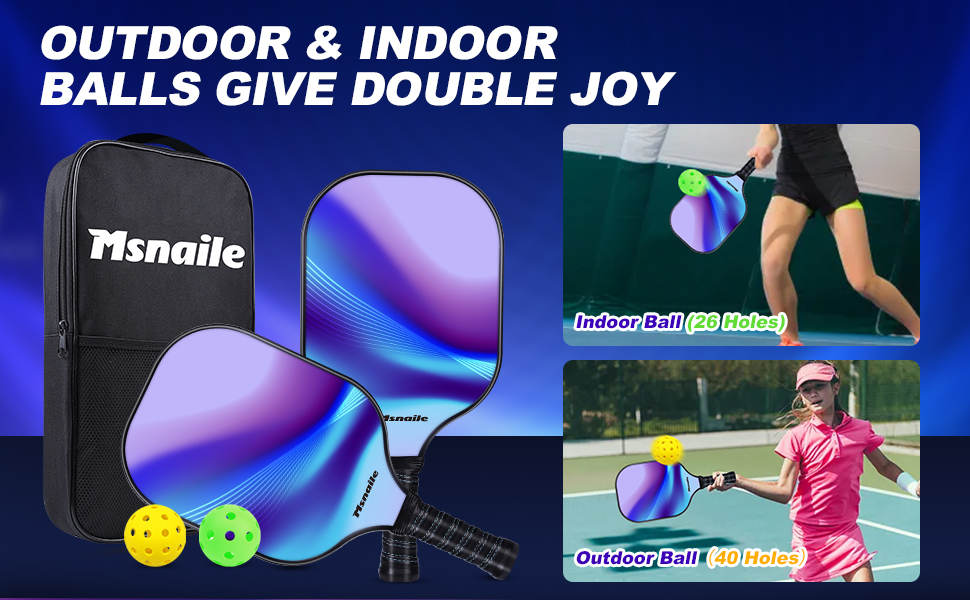 Pickleball Paddles Set of 2,Lightweight Fiberglass