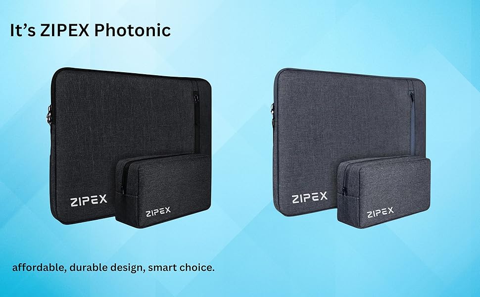 PHOTONIC 16-inch Laptop Case Laptop Charger Pouch | for Laptop Sleeve 15.6 15" | Waterproof Laptop Sleeve/Cover | Unisex | Grey, Laptop Cover Bag 91 Zipex laptop Sleeve