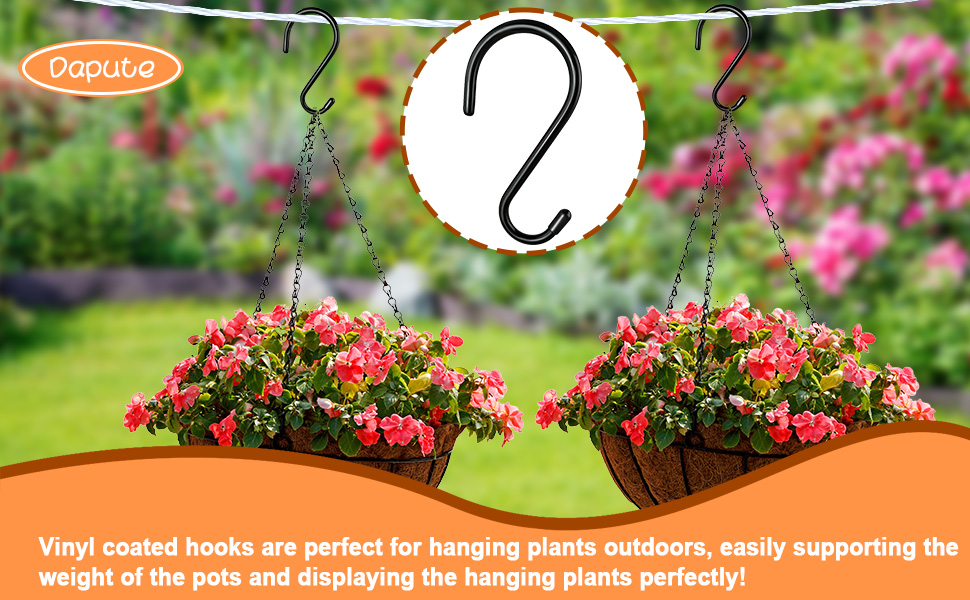 Dapute 4.5 Inch S Hooks for Hanging,Large Black Vinyl