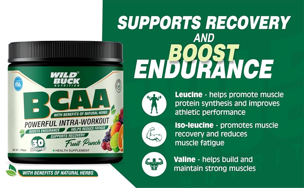 WILD BUCK Bcaa Powder With Natural&Powerful Herbs For Muscle Endurance