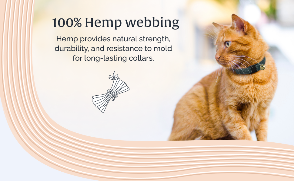 Pet Supplies Hepper Hemp Safety Breakaway Cat Collar with Bells Adjustable Large to Small