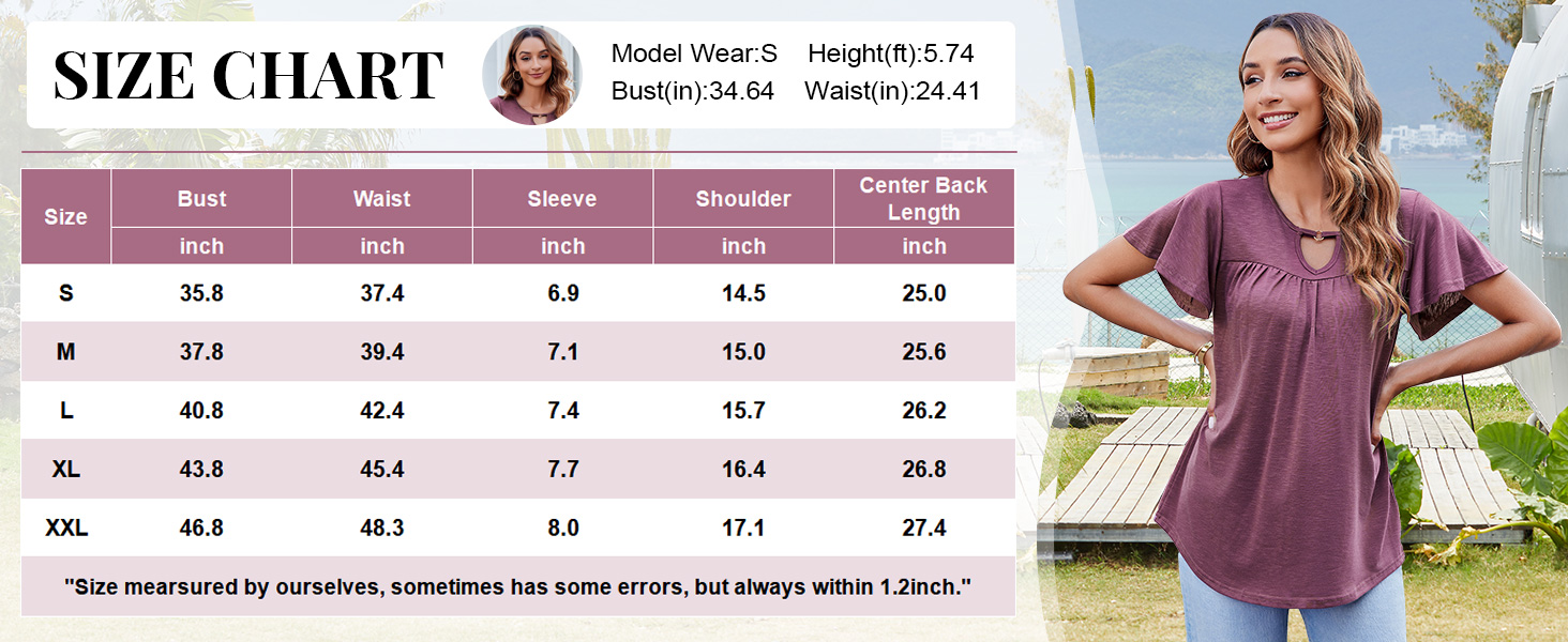 Summer Tops Ruffle Short Sleeve Shirts Casual Loose Tunic Blouses to Wear with Leggings