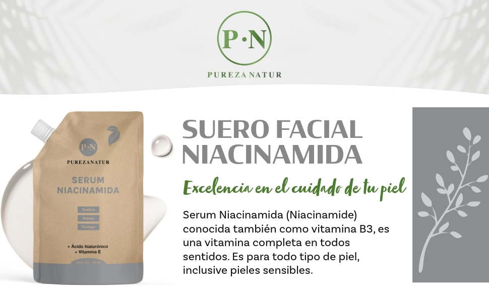 Suero facial Niacinamida B3, Vitamina E y Acido hialurónico 50m| Serum Niacinamide todos tipos piel
