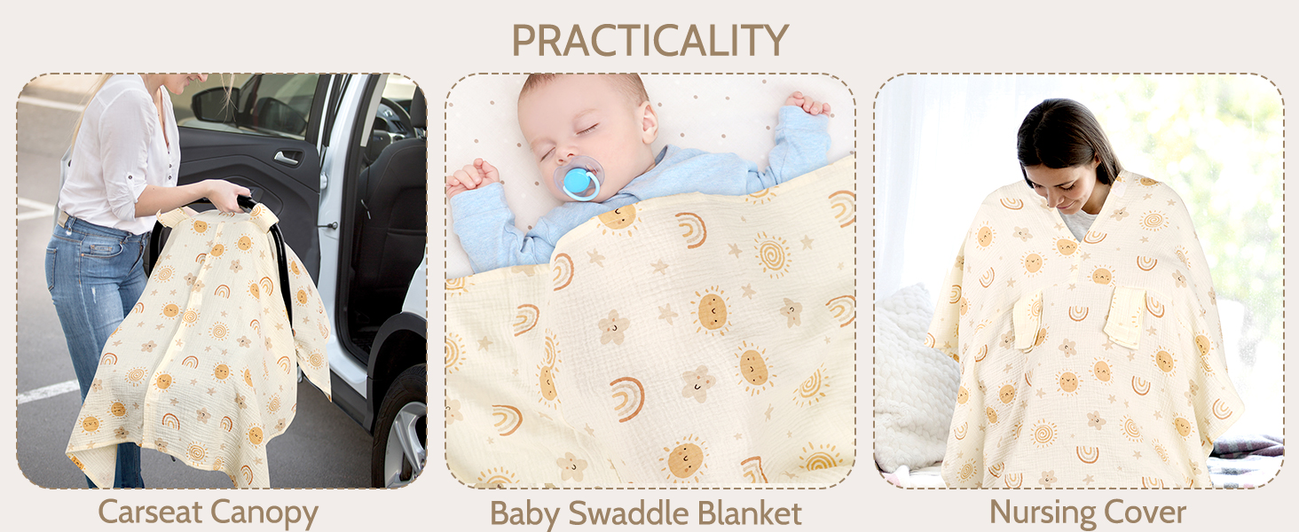 Muslin Car Seat Cover Baby Girls Boys