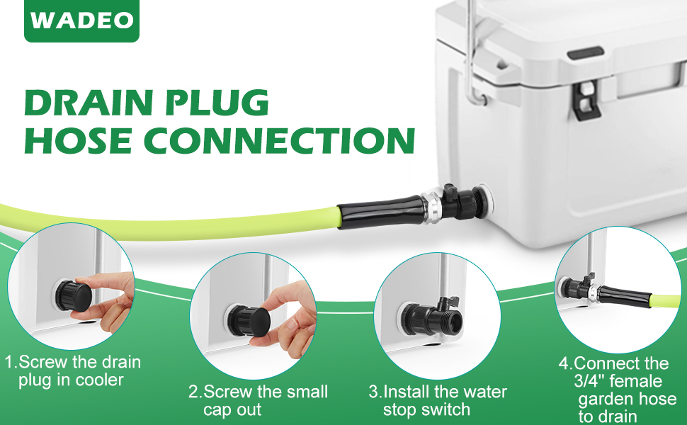 WADEO Cooler Drain Plug Hose Connection Kit with 6FT