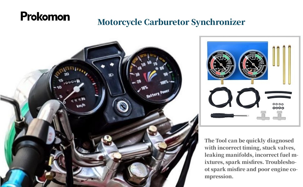 Prokomon Motorcycle Carb Synchronizer with 2 Gauge