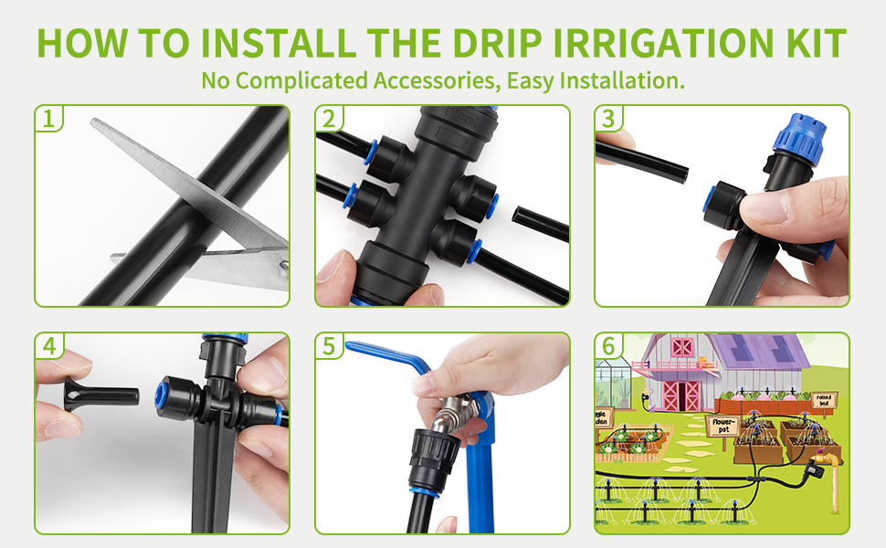 HIRALIY New QuickConnect Drip Irrigation Kits for Plants, 59FT/18M