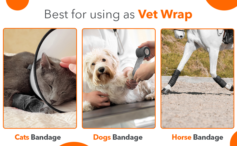 WECAREZ Vet Wrap for dogs is used as cat bandage, dog bandage and horse bandage