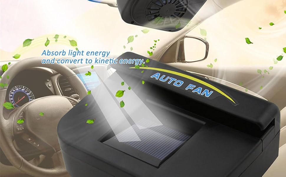 TKMARS Car Window Fan Solar Portable Air Cooler Ventilation Fan