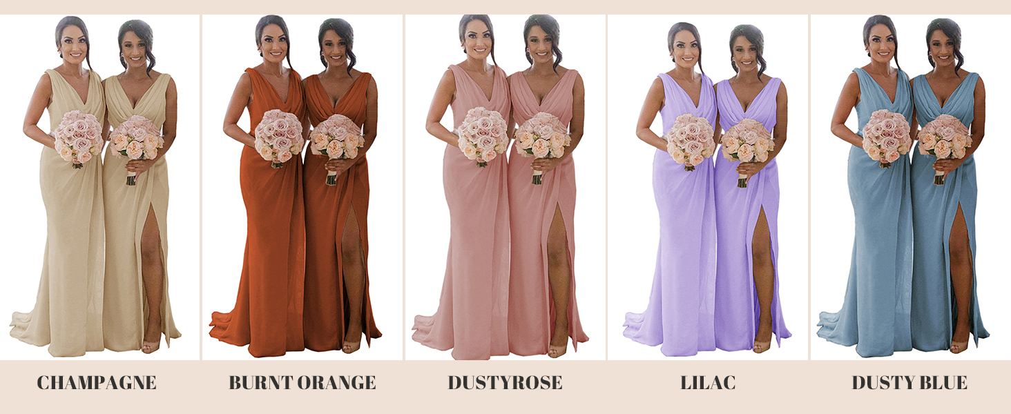 cowl neck wrap chiffon bridesmaid dresses long formal dresses for women wedding guest with slit