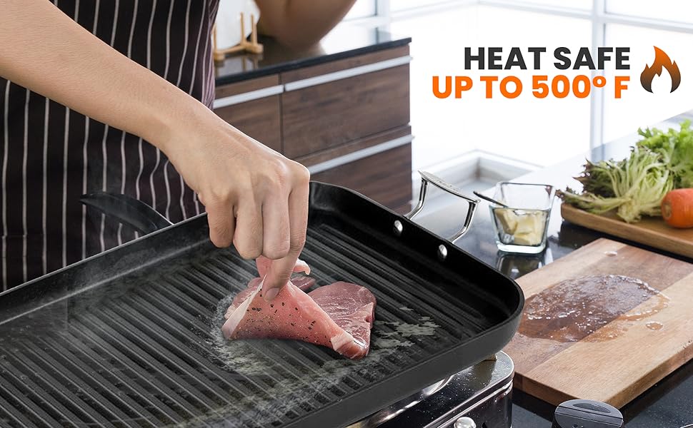 Nonstick Stove Top Grill Pan, HardAnodized Grill & Griddle Pan Double