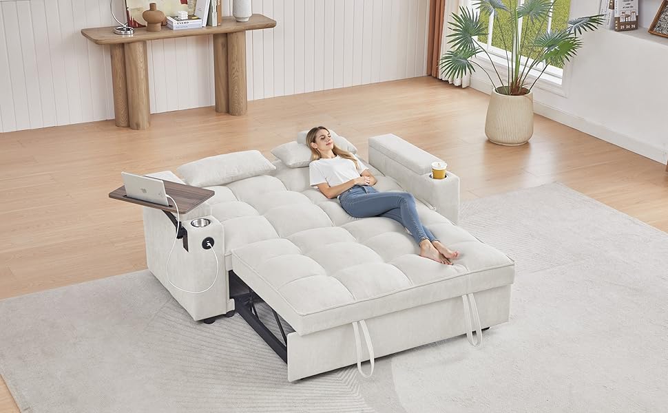 Amazon.com: oaaktu 65''Convertible Sleeper Sofa Bed,3-in-1