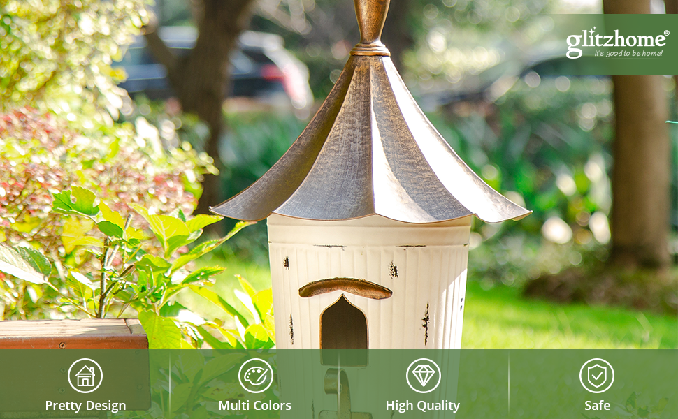 Amazon.com: Glitzhome 29.75”H Metal Hanging Birdhouse for