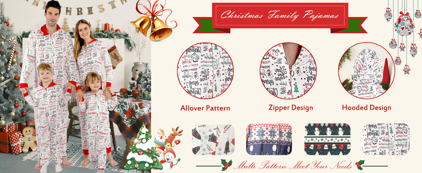 ANGELGGH Christmas Family Matching Pajamas Adult Onesie