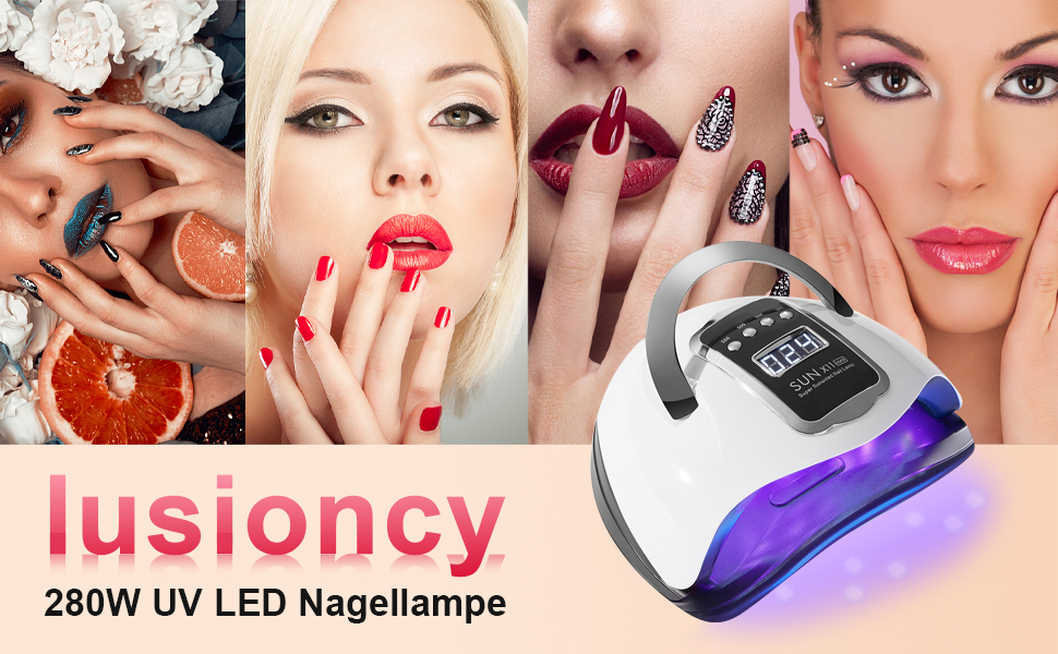 280W UV Lampe für Gelnägel, lusioncy UV Lampe Nägel mit 57 Perlen, Professionelles UV Licht