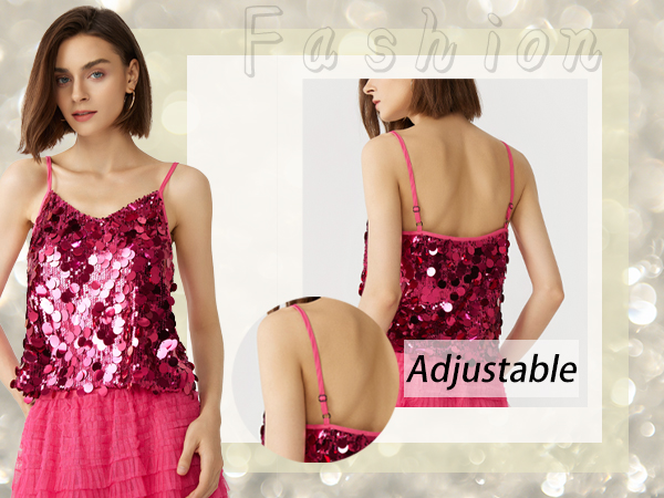 トップス theredthread fur sequins camisole THEREDTHREAD / ザレッドスレッド】S fur sequins camisole