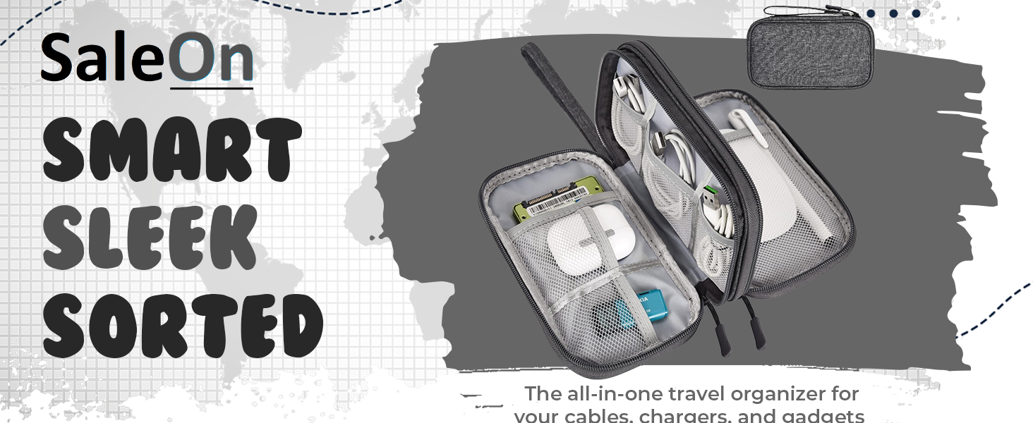 SaleOn 8.3x5 Inch Portable Storage Organizer for cables, charger, power bank & digital gadgets.
