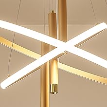 ORANOOR LED Gold Modern Chandeliers for Dining Room Living Room, Dimmable Kitchen Pendant Lamp