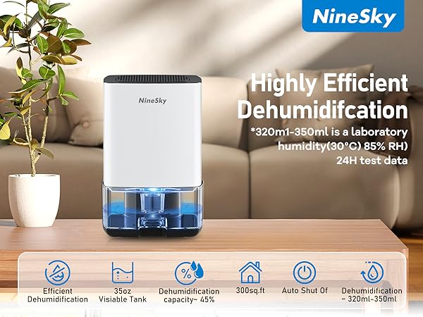 Amazon.com - NineSky Dehumidifier for Home, 35oz Water Tank