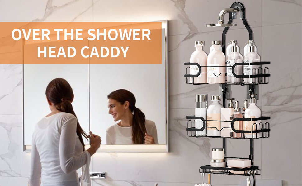 XAZSKJYXGS shower caddy hanging with 16 Hooks, 3Tier