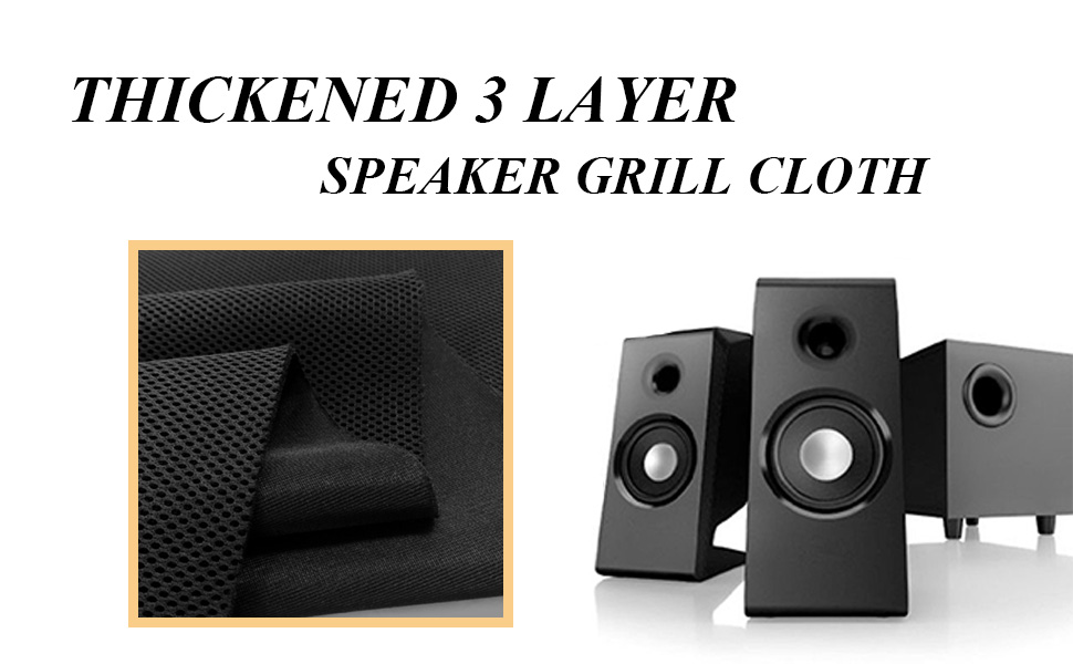 3 Layer Speaker Grill Cloth, Professional Black Stereo