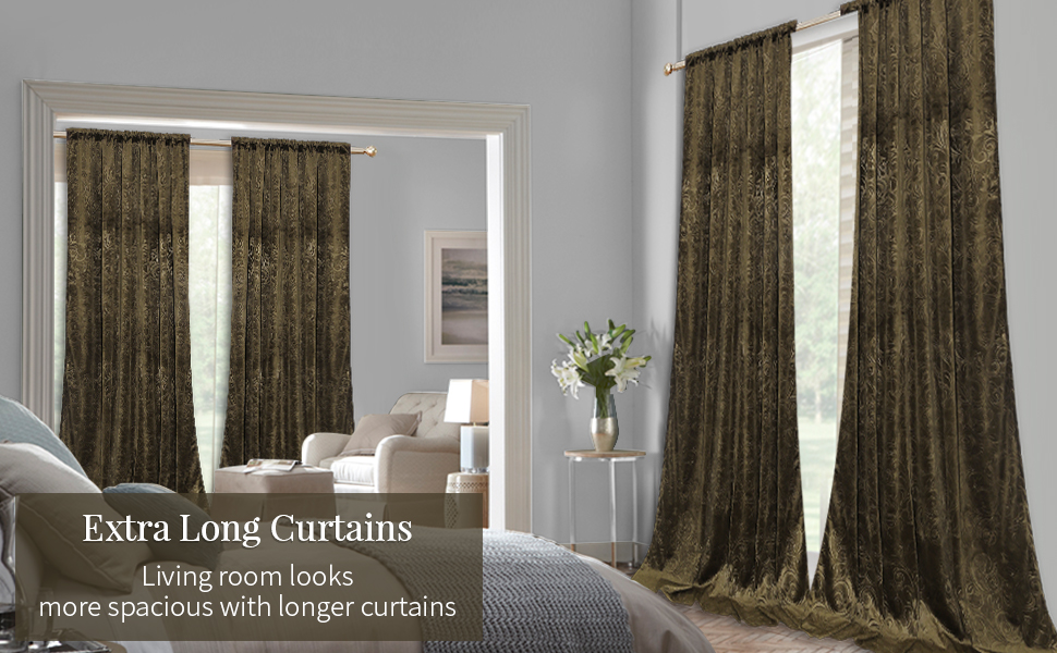 Lapalife Velvet Blackout Curtains 96 Inches Long, Floral