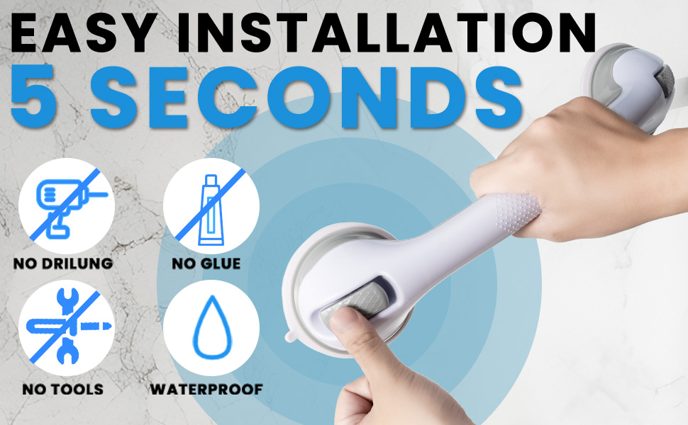 Shower Grab Bars, 2 Pack 16 inch Suction Cup Grab Bar for