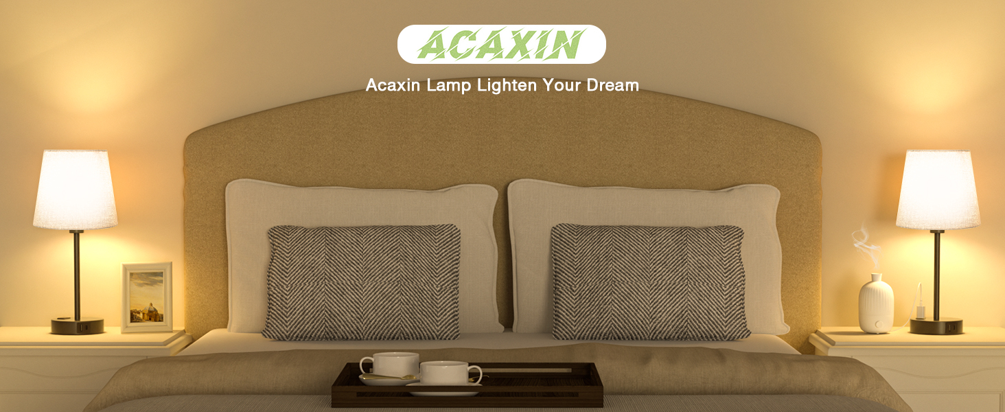 Grey Bedside Lamps for bedrooms Set of 2 Nightstand