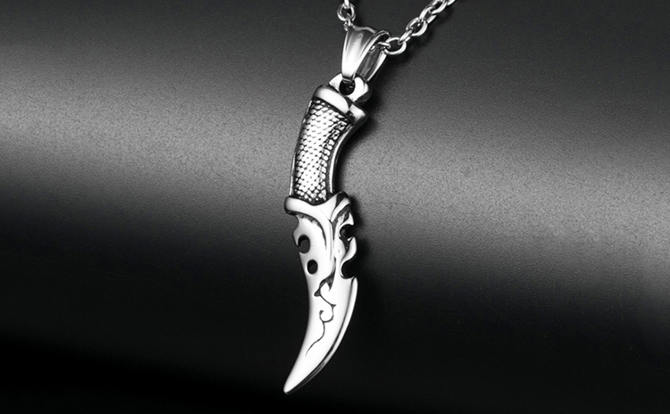 Jemant Dagger Necklace For Men Knife Pendant Titanium Steel