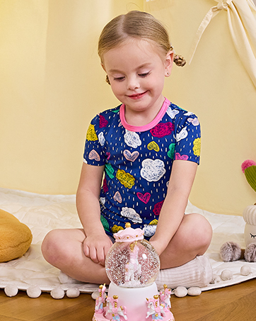 babee Reshinee Baby Girls Pajamas Sets 2-8Y Toddler Kids Soft Comfy Modal Tencel Long-Sleeve 