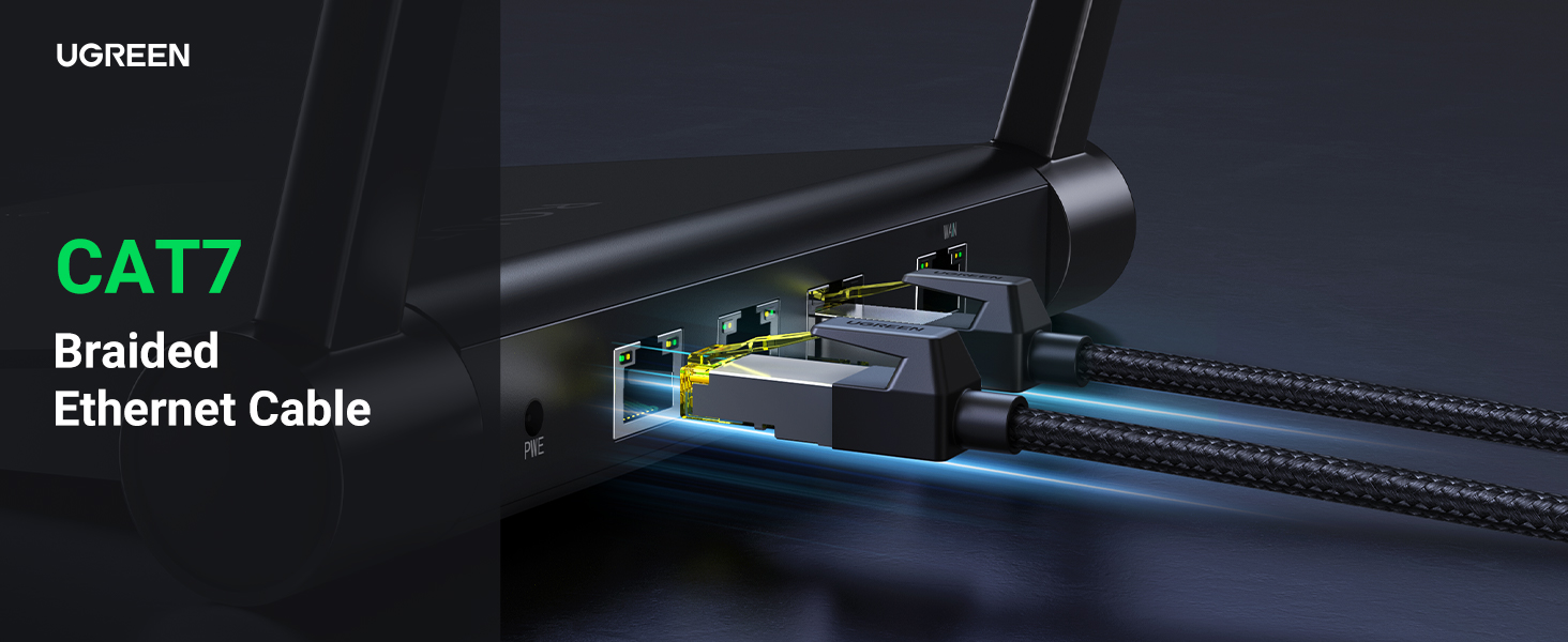 UGREEN Cable Nylon Braided Gigabit Cat7 RJ45 LAN Cable (0.5M