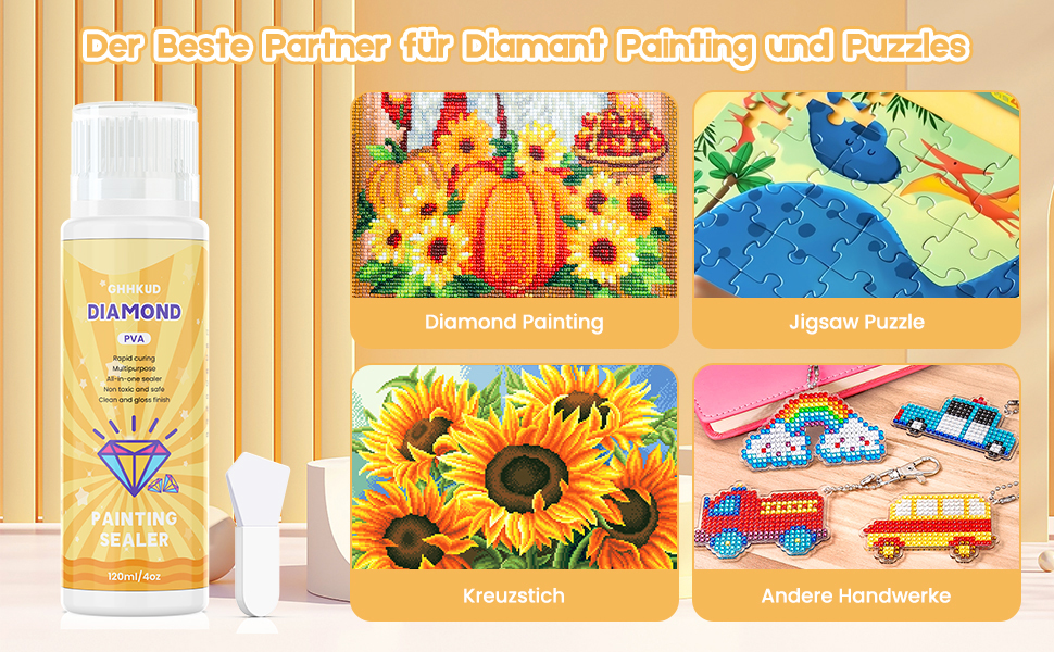 GHHKUD Diamond Painting Versiegelung 120ml Diamand Painting Zubehör für Strahlend Glitzernde