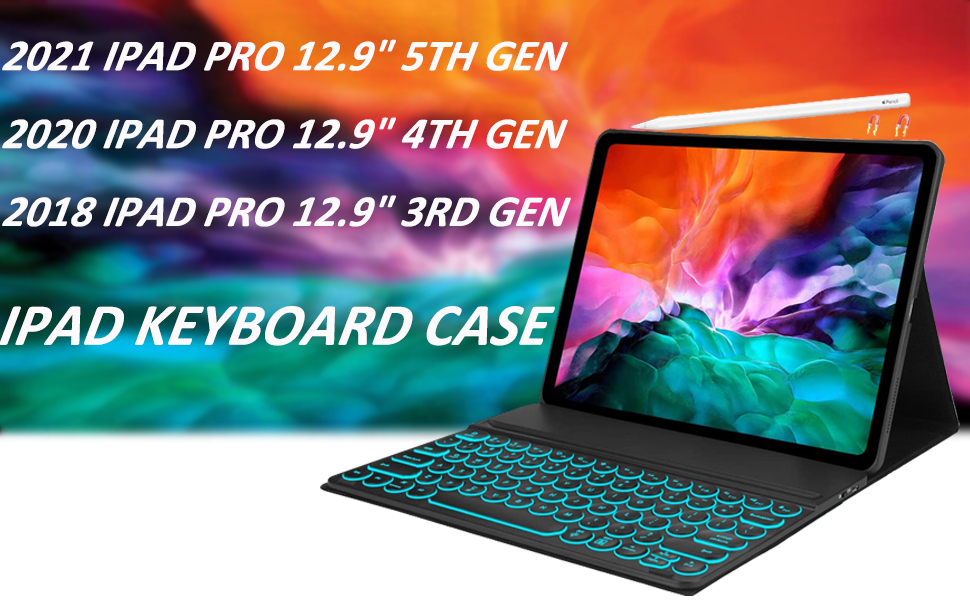 New iPad Pro 12.9 Case with Keyboard 5th Generation 2021