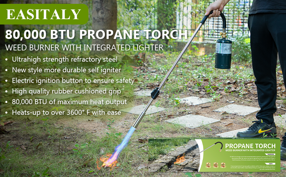 Weed Torch Propane Burner, Flame Thrower for Weeds, 80