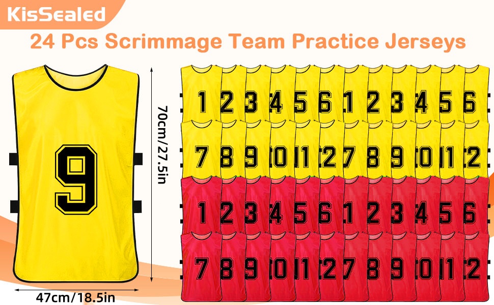 Pinnies Set of 24 Scrimmage Vests, Team Practice Sports for  Youth/Adult, Mesh Basketball Jersey 
