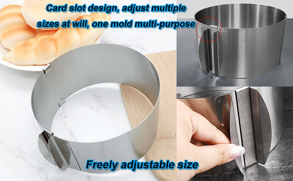 Guador 2PCS Adjustable Cake Ring, Cake Ring Adjustable Super High 15cm